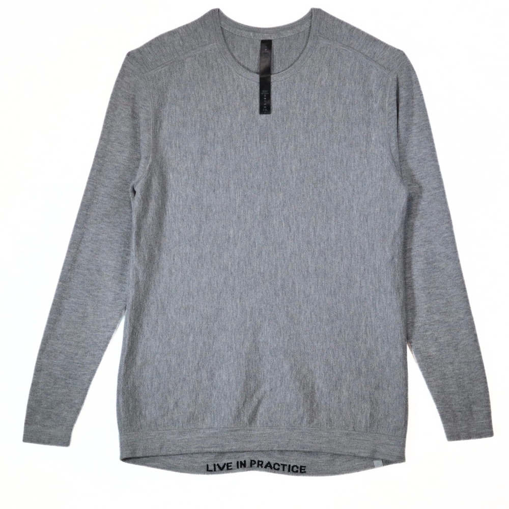Lululemon Sweater Mens XL‎ Grey Merino Wool Long Sleeve Crew Neck Active Casual